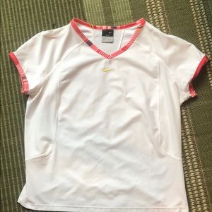 White nike short sleeve tennis top